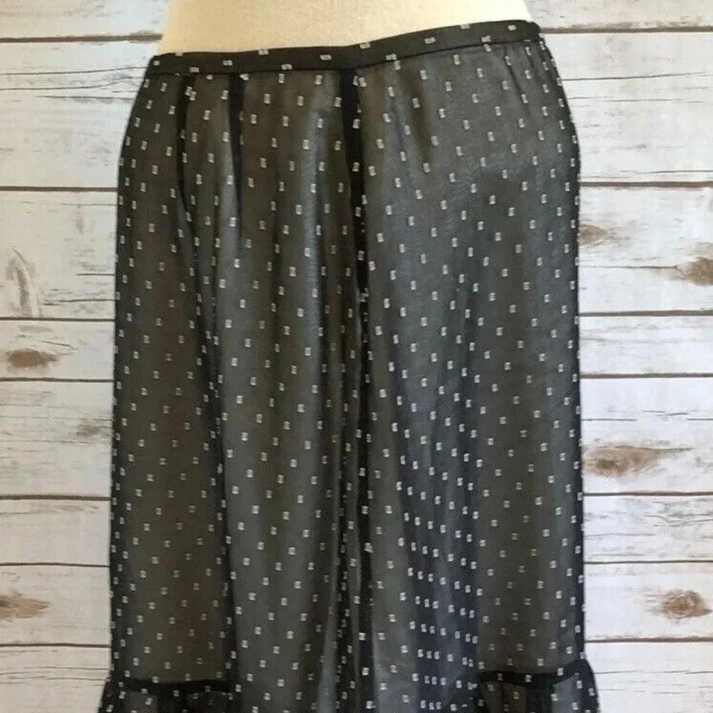 ANN TAYLOR LOFT Women Fully Lined Black White Straight Pleated Skirt Sz 2 Petite